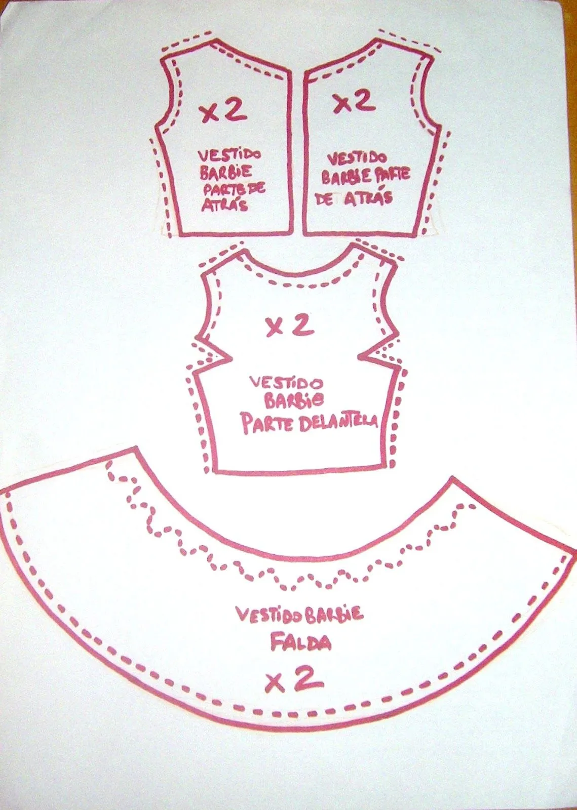 DOLL TUTORIAL: patrones para vestido barbie