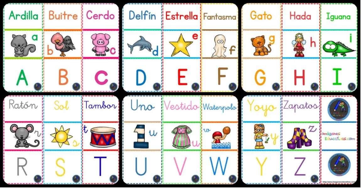 Dominó para jugar y repasar el abecedario, dos tipos de letra – Imagenes  Educativas
