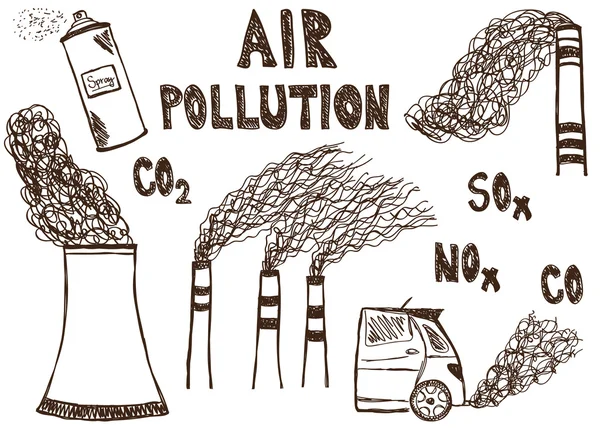 doodle de contaminación de aire — Vector stock © kytalpa #19216193