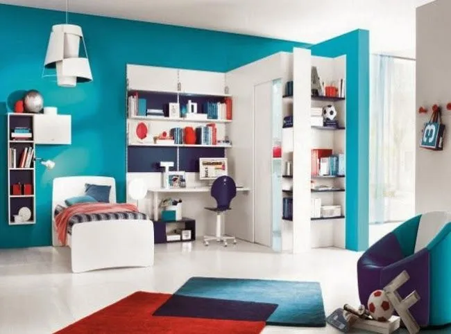 Dormitorio en azul y rojo para niño - Dormitorios colores y estilos Dormitorio en azul y rojo para niño - Dormitorios colores y estilos