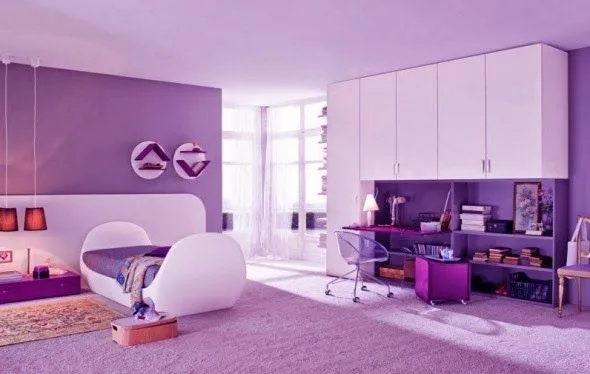 Dormitorio para niñas y adolescentes color lila - Dormitorios ...