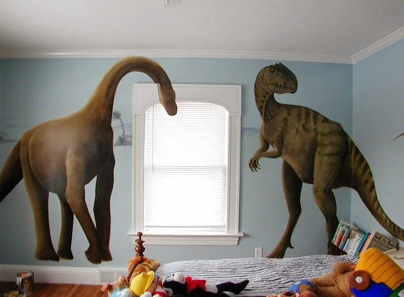 Dormitorio de Niños decorado con Dinosaurios - Arte en las Paredes ...