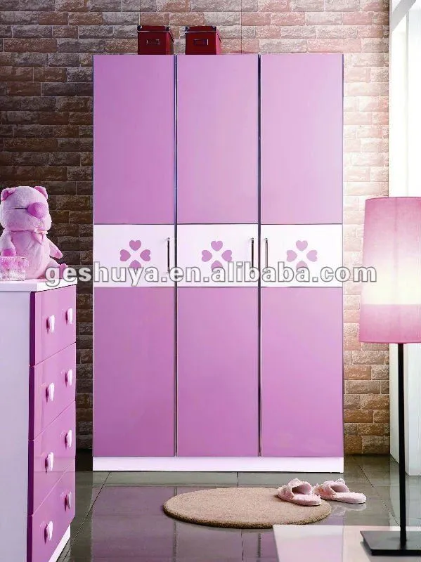 tres dormitorio puerta de armario de color rosa para las niñas ...