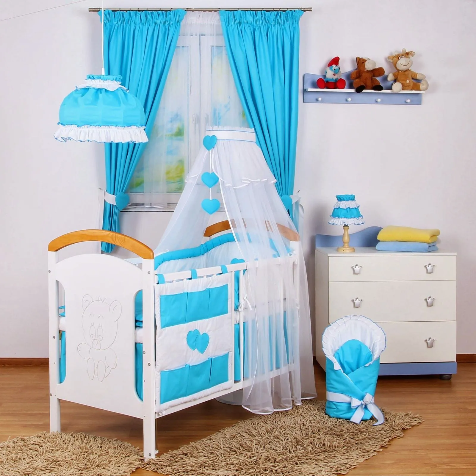 Dormitorios para bebé en blanco y turquesa - Dormitorios colores y ...