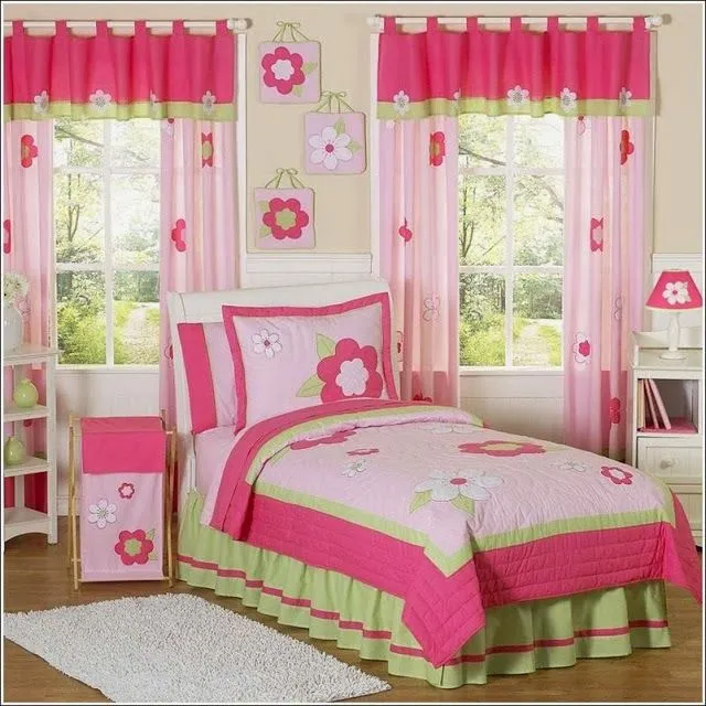 Dormitorios para niña en rosa y verde limón - Dormitorios colores ...