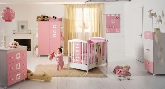 Dormitorios rosa y amarillo para bebé - Dormitorios colores y estilos