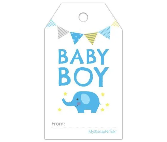 Download this Boy Baby Blue Elephant Gift Tag and other free ...