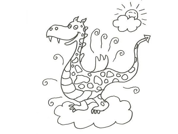 de un dragón de cuento para colorear con los niños