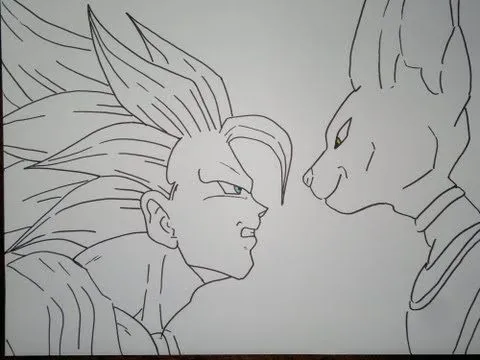 Drawing DBZ Battle Of Gods SSJ3 Goku VS Bill.神々の戦いを描く方法 ...