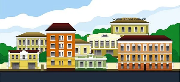 Palabras clave Vector Casa edificios y vector paisaje; Free Download