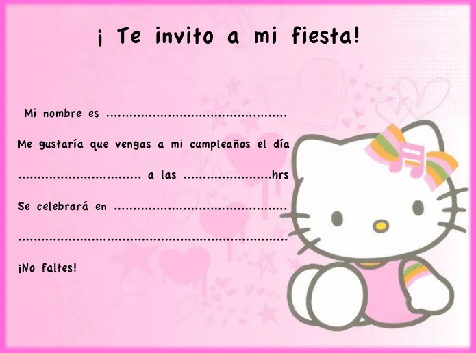 Invitaciónes de cumpleaños gratis para imprimir de Hello Kitty ...