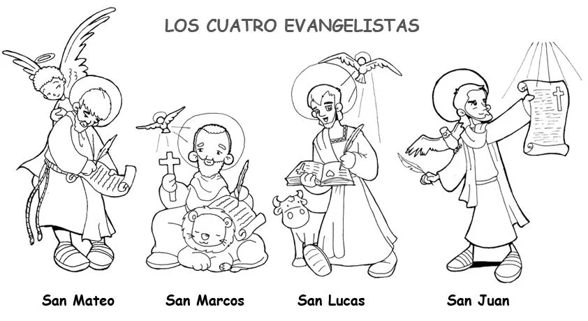 Dibujos para catequesis: LOS CUATRO EVANGELISTAS: SAN MATEO, SAN ...