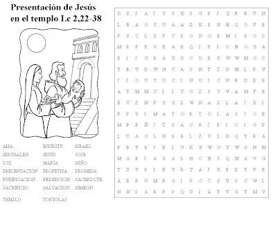 Presentación de Jesús en el templo. Sopa de letras Presentación de Jesús en el templo. Sopa de letras