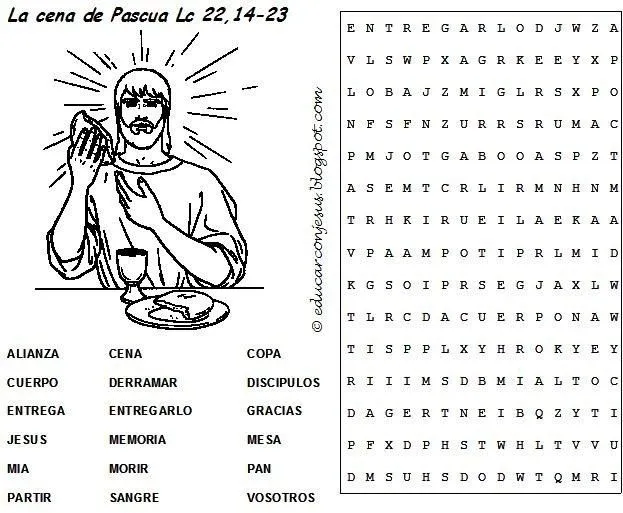 Educar con Jesús: Sopa de letras Semana Santa 2. Cena de Pascua Educar con Jesús: Sopa de letras Semana Santa 2. Cena de Pascua