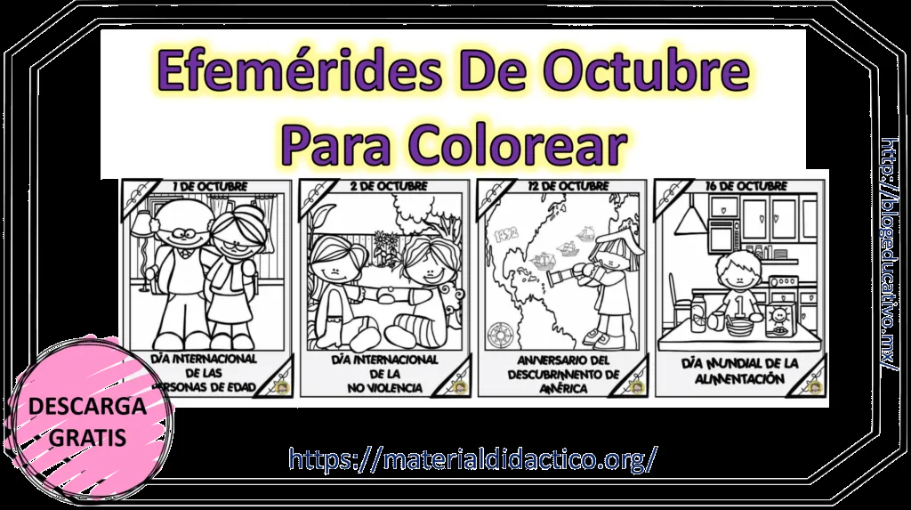Efemérides de Octubre para Colorear | Blog Educativo