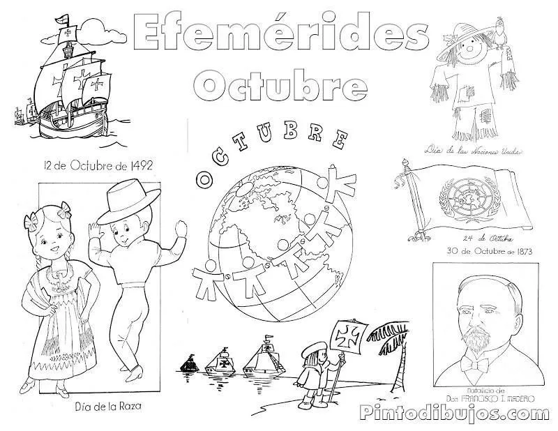 Efemérides octubre | Efemerides octubre, Periodico mural octubre, Mapa  mexico con nombres