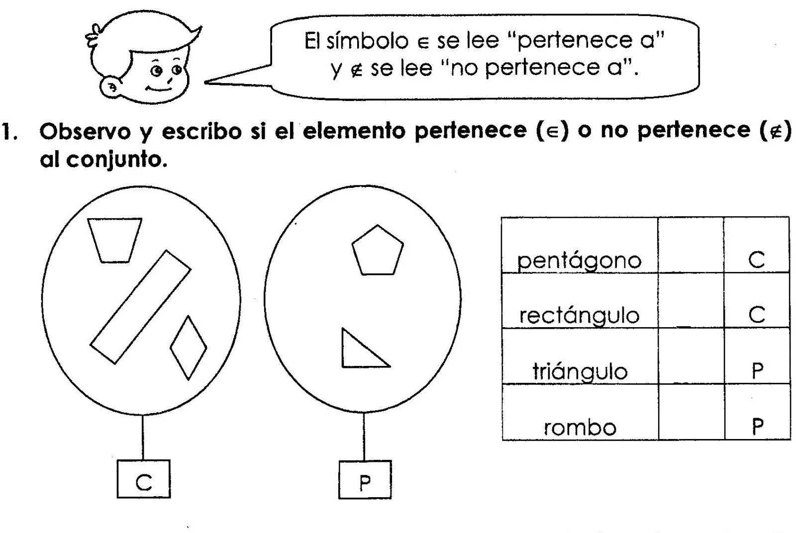 Primeros ejercicios matemáticos con conjuntos: pertenencia | Mi Kinder Primeros ejercicios matemáticos con conjuntos: pertenencia | Mi Kinder