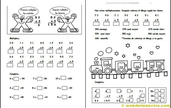 Ejercicios de multiplicar para segundo de primaria - Imagui