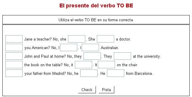 Ejercicios prácticos de inglés con el verbo TO BE - Didactalia ...