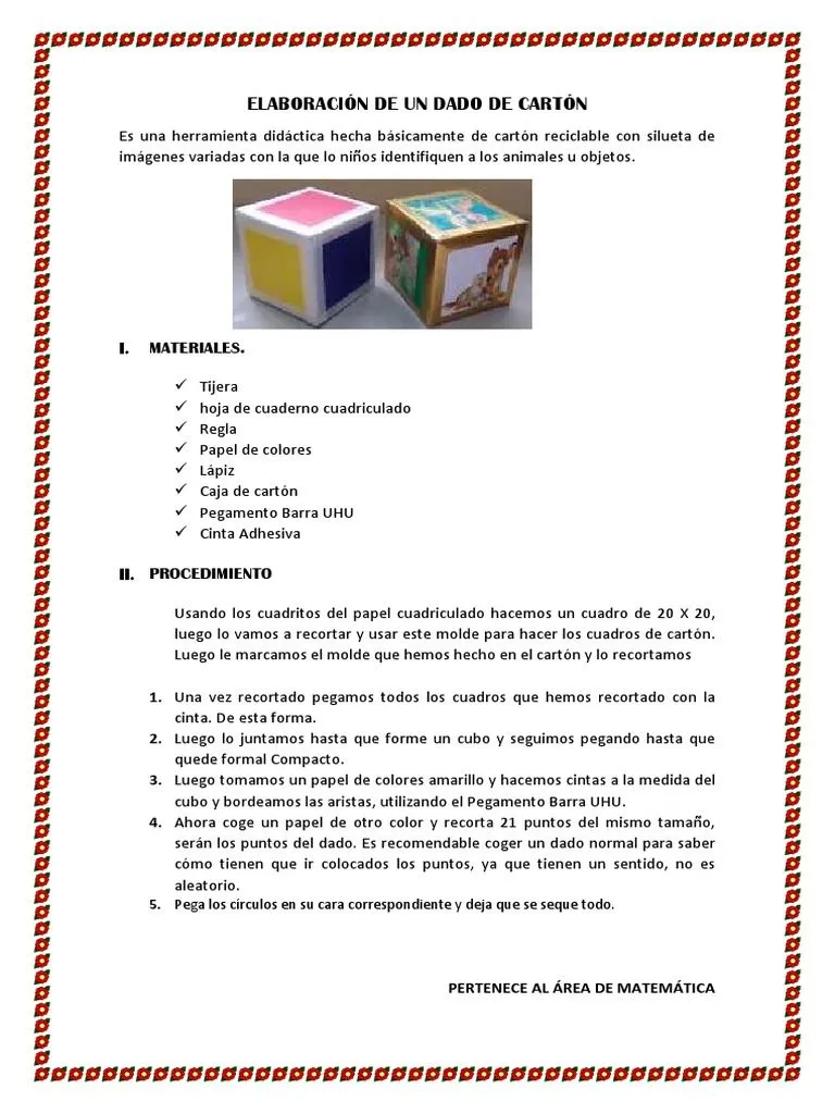Elaboracion de Un Dado de Carton | PDF | Papel | Color