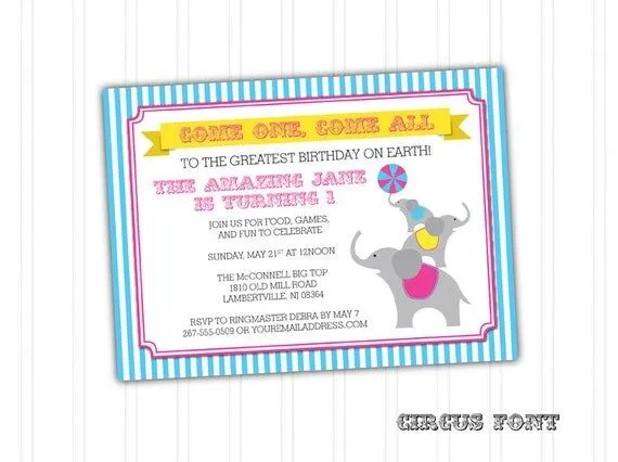 Elefante carpa circo cumpleaños invitación por KatzzmcdDesigns