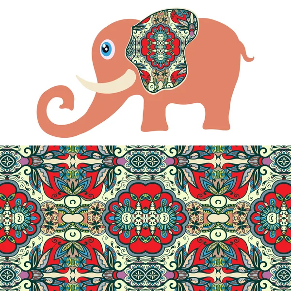 Elefante de dibujos animados con patrones sin fisuras geométricos ...