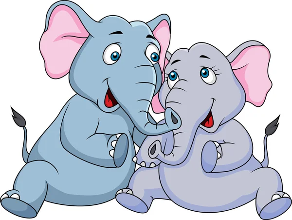 Elefante linda pareja de dibujos animados — Vector stock ...