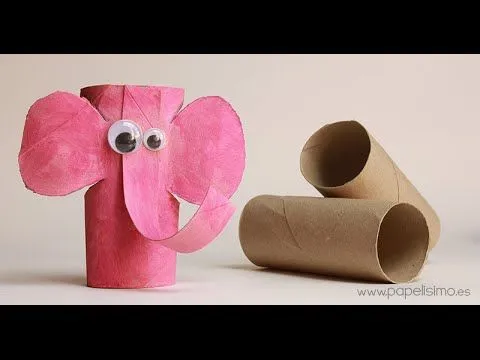 Elefante con rollos de papel higiénico "Me gusta reciclar ...