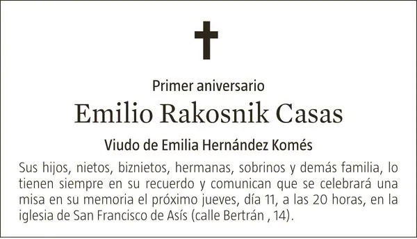 EMILIO RAKOSNIK CASAS : aniversario : EnMemoria, el canal de ...