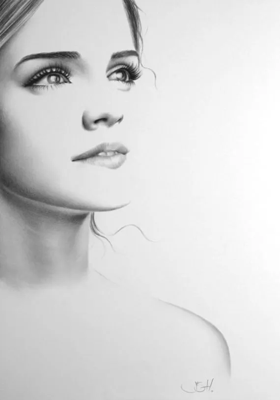 Emma Watson Pencil Drawing Fine Art Portrait PRINT por IleanaHunter