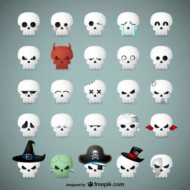 Emoticonos de calaveras para Halloween | Descargar Vectores gratis