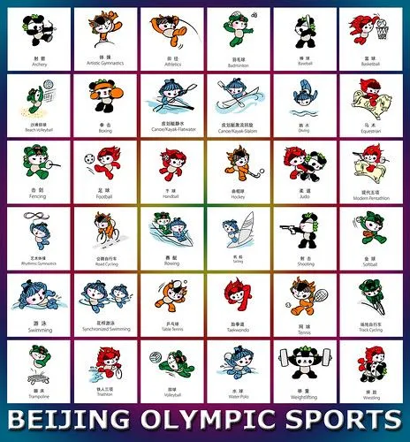 poster de las mascotas realizando varios deportes de las olimpiadas de ...