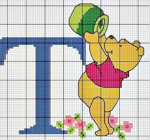 ENCANTOS EM PONTO CRUZ: Monograma Ursinho Pooh | Winnie Pooh ...
