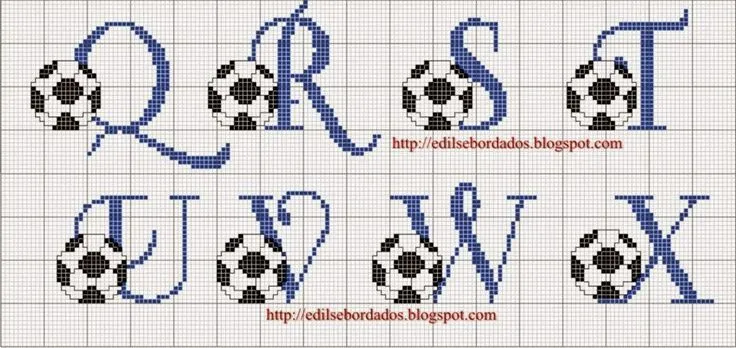 ENCANTOS EN PUNTO DE CRUZ: Monogram Fútbol | alphabets | Pinterest ...