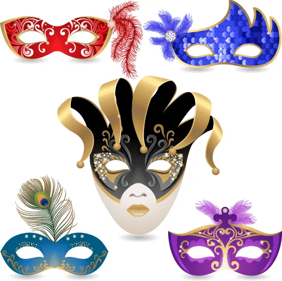 Máscaras de carnaval veneciano - Vector | Vector ClipArt