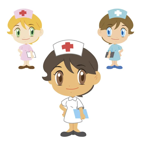 enfermera, personaje de dibujos animados, ilustración vectorial ...