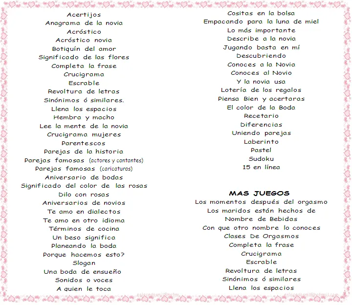 enlacedosmil: Juegos Imprimibles para Despedida de Soltera