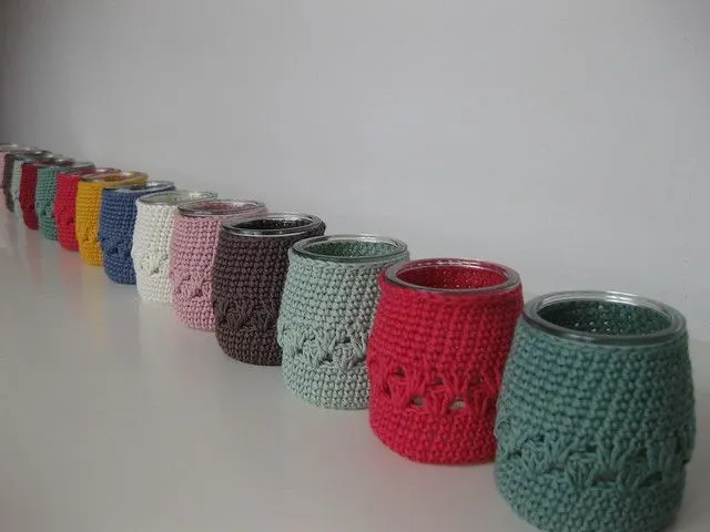 Tarros forrados crochet - Imagui