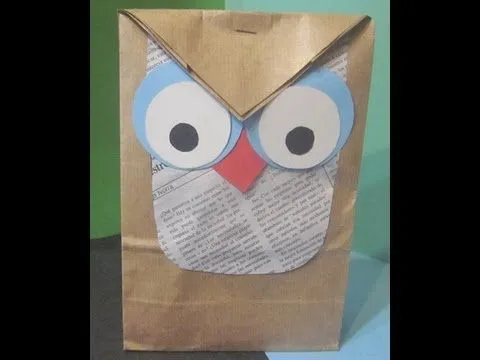 Envolver un regalo en forma de buho con bolsa de papel reciclada ...