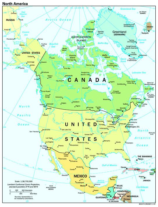 esb320geografia2: División Política de América del Norte