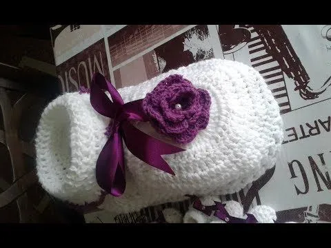 Souvenir escarpines y porta souvenir en crochet - YouTube