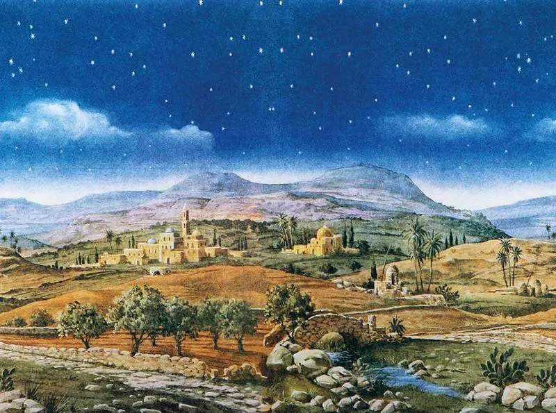 Escenografías para el Belén: Fondo paisaje hebreo Escenografías para el Belén: Fondo paisaje hebreo