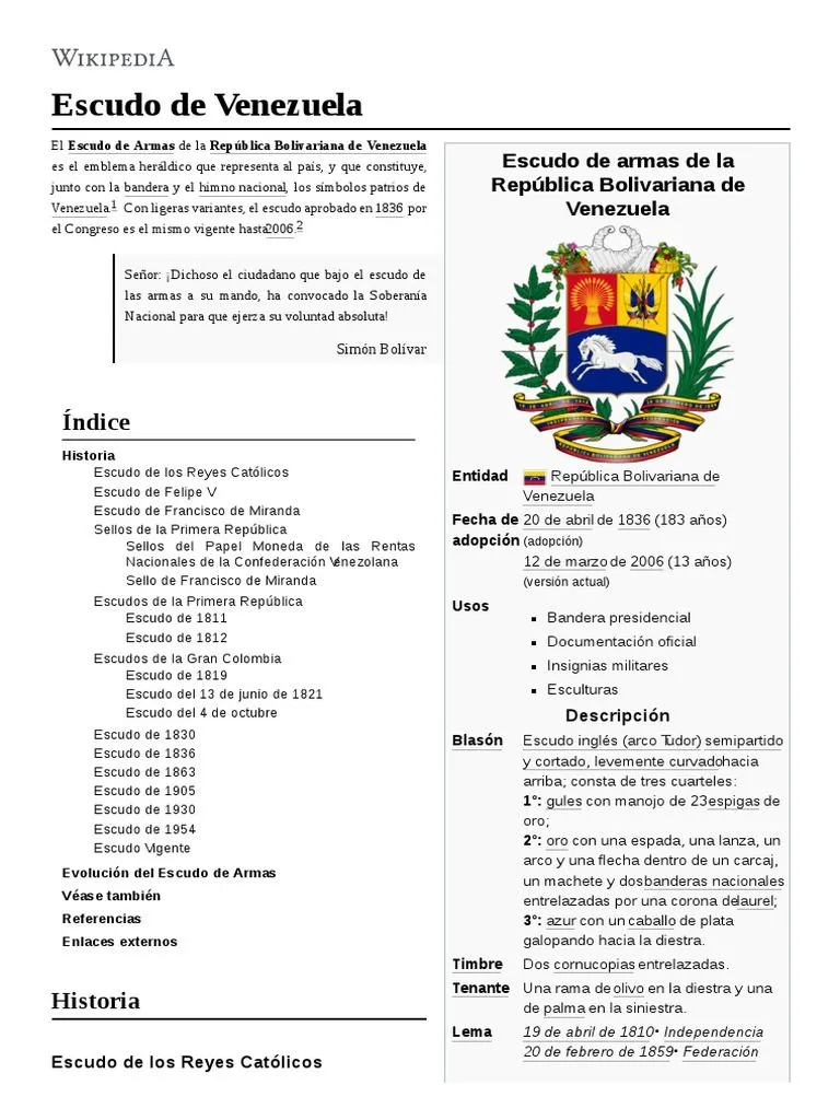 Escudo de Venezuela | PDF | Venezuela | Los símbolos