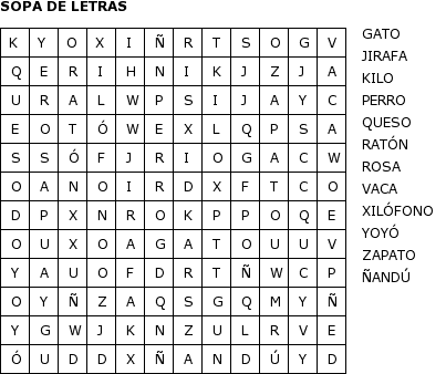 Sopa de letras de español - Imagui