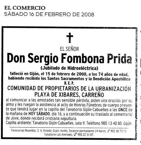 Esquelas Sergio Fombona Prida