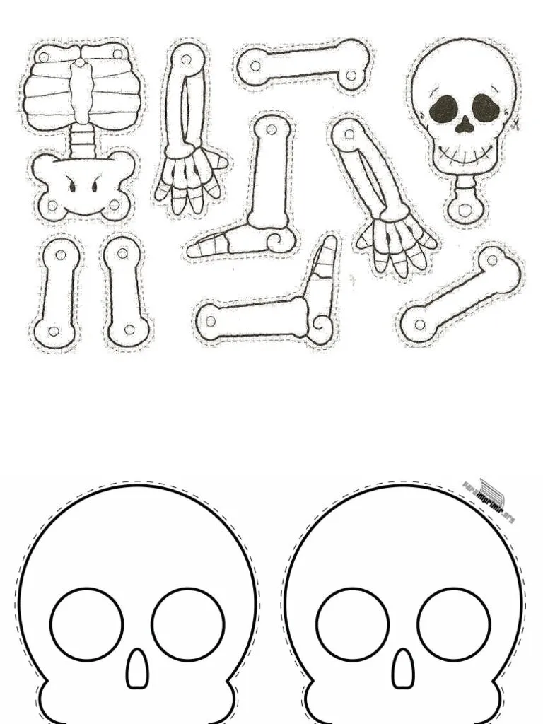 Esqueleto y Calavera Colorear Armable | PDF