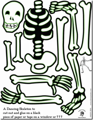 Esqueleto danzante para recortar día muertos - Jugar y Colorear