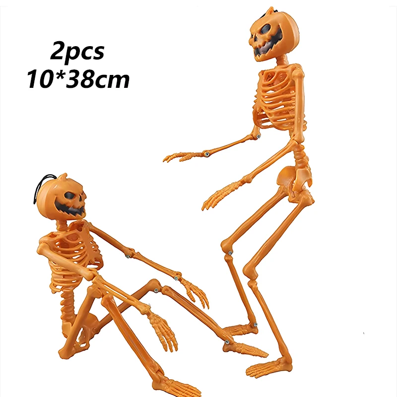 Esqueleto movible de 2 piezas para Halloween, Calavera humana falsa,  huesos, decoración para el hogar, Casa Encantada, accesorios de terror,  adorno de juguete - AliExpress