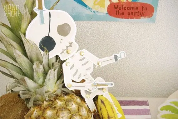 Esqueletos articulados marionetas papel Fiesta por Monopache