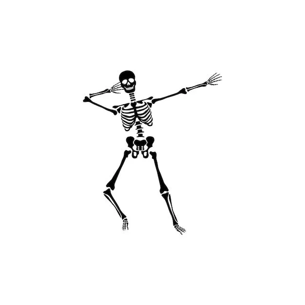 Esqueletos bailando aislados en un fondo negro. feliz halloween.  ilustración vectorial | Vector Premium